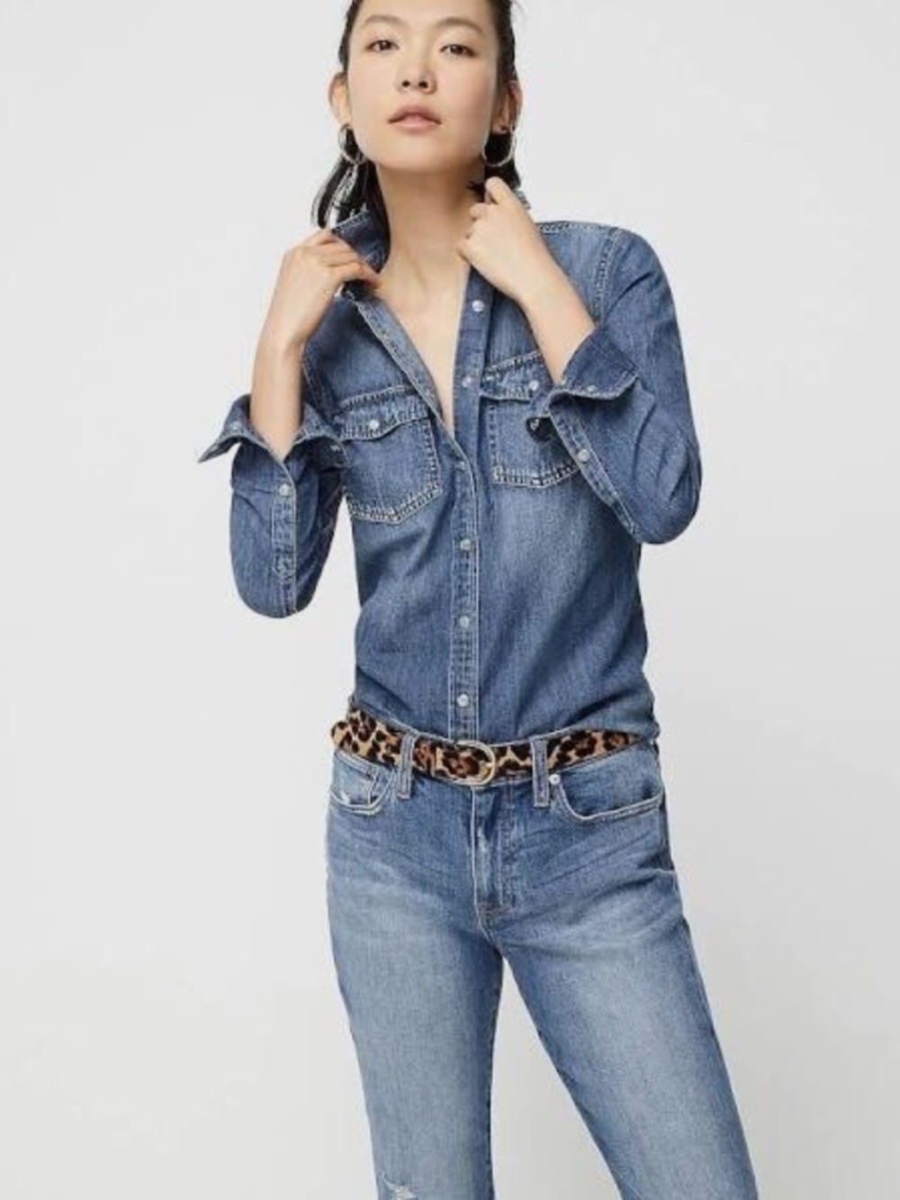 J. CREW WESTERN CHAMBRAY SHIRT IN VINTAGE INDIGO 8 / VINTAGE INDIGO